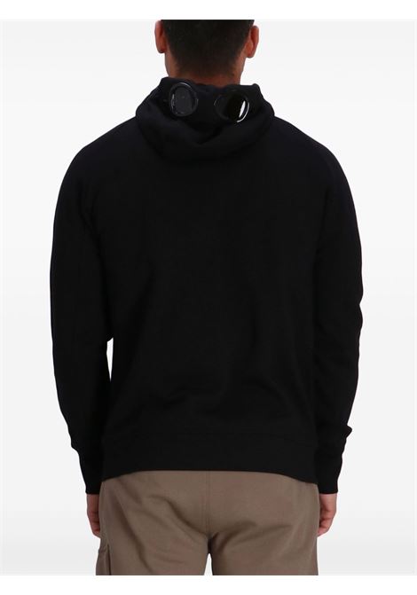 diagonal raised fllece google zip sweatshirt man black C.P. COMPANY | 18CMSS028A-005086W999